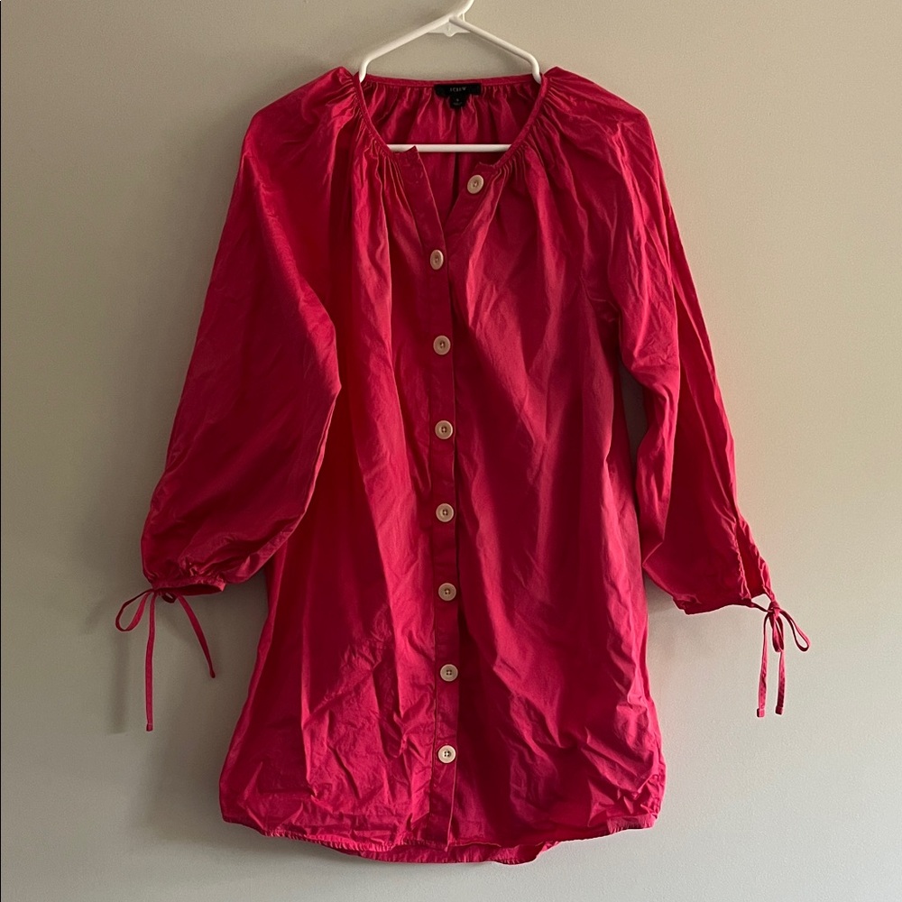J. Crew Bright Pink Button-Up Dress